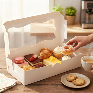<strong>White</strong> <strong>Chocolate</strong> Strawberry <strong>Boxes</strong> Rectangular 12.5x5.5x2.5 Clear Window Top Easy Assembly Eco-Friendly Recyclable Bakery Sugar - Product Image 2