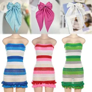 New design popular trendy prom fashion knitted beachwear hollow out sexy women's dresses