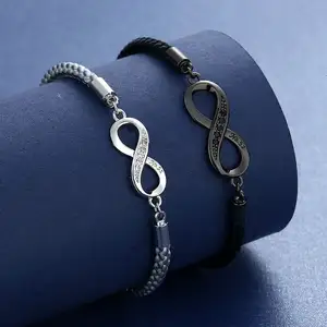 2 pçs/set Homens Mulheres Casal Pulseira para Ele & Ela 8-em forma de Pulseiras de Cadeia para o Melhor Amigo casal criativo tecido pulseira