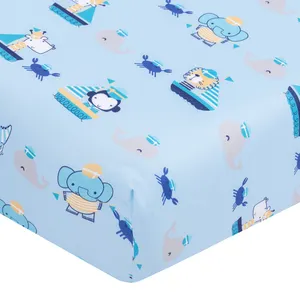 Ocean Theme Animal Digital Printed Microfiber Crib Baby Bedsheet