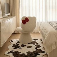 Tabouret de maquillage en bois style crème Kitty, ottoman rotatif antidérapant pour coiffeuse de chambre à coucher, Nouveauté 2026