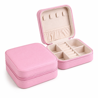 Boîte à bijoux de voyage en cuir PU personnalisée, organiseur de rangement portable à fermeture éclair pour bagues, colliers, boucles d'oreilles