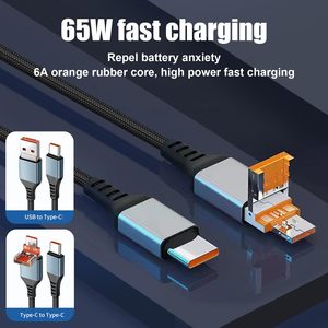 Câble de données USB 3A à charge rapide 60W 2-en-1 Câble de charge de téléphone de type C à type C gainé en nylon de 2 mètres - Product Image 4