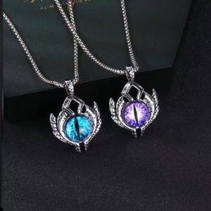 Collares de cadena de caja de acero inoxidable estilo punk y hip-hop para hombre, con colgante geométrico de ojo turco, joyería para fiesta - Product Image 3
