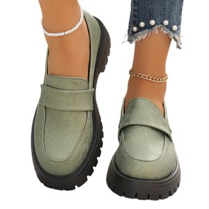 Mocasines de Mujer con Logotipo Personalizado, Cuadrados, con Suela Gruesa, de Cuero PU Brillante, Antideslizantes, Casuales, para Oficina o Vestir - Product Image 1