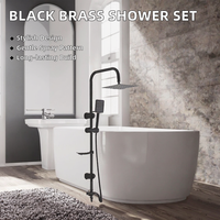 Ensemble de colonne de douche noire de qualité avec robinet de douche séparé en laiton suralimenté et jet de pluie pour hôtels