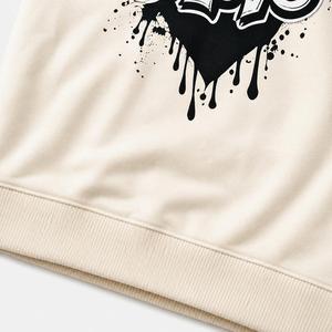 เสื้อสเวตเชิ้ตคอกลมสีไอวอรี่พรีเมียมสำหรับผู้ชาย พิมพ์ลายกราฟิกหัวใจรักนิรันดร์ ทรงหลวมสบาย เหมาะสำหรับคอลเลกชันสตรีทแวร์ในเมือง - Product Image 4