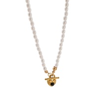Collier en acier inoxydable avec pendentif géométrique haut de gamme en coquille de perle, plaqué or, tendance, pour femme, style européen et américain