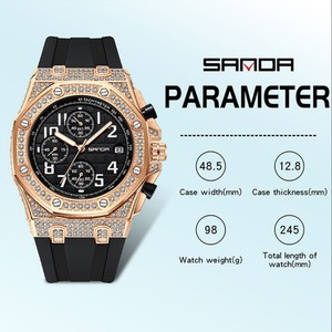 Reloj de Cuarzo para Hombre Sanda 7026, 6 Agujas, Calendario, Luminoso, Resistente al Agua, con Diamantes, Estilo Casual y de Negocios - Product Image 4