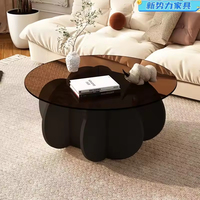 Table basse en verre trempé de luxe, minimaliste et contemporaine avec cadre en bois pour la maison, le bureau ou l'école