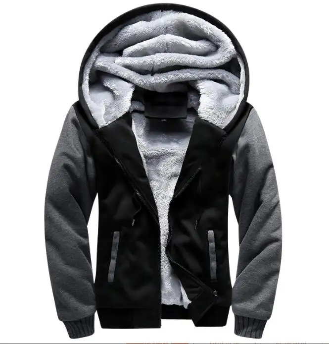 Wholesale Men's Winter Thick Fleece Hoodie Jacket Classic Oversize Warm Coat Outwear with Hooded