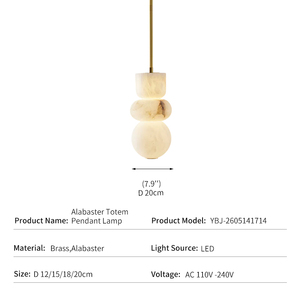 Lámpara Colgante de Alabastro, Latón, Estilo Moderno Retro, para Dormitorio, Comedor, Bar, Diseño de Alta Gama, Escultura de Piedra Translúcida, Lámpara Artística - Product Image 2