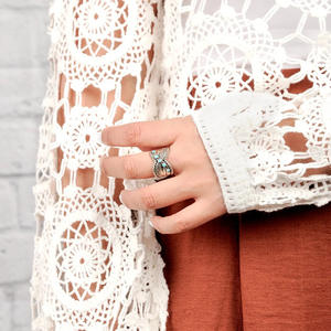 Anello A083 con gemma turchese, montatura a castone, pietra naturale, anello unisex alla moda, gioiello da regalo - Product Image 3