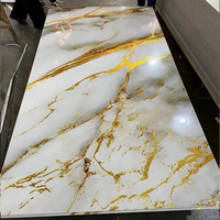 Feuille de marbre UV en PVC de 4x8 pieds, feuille d'or, panneau mural alternatif étanche, panneau de marbre de 3mm avec adhésif 3M