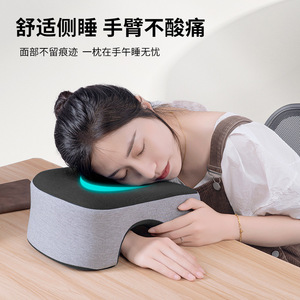 Nap Pillow With Hole Memory Foam Oblong Shape Medium Firmness Polyester Material For Office Sleep Support - Product Image 3