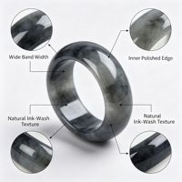 Bague en jadéite noire naturelle, type A, bague unisexe en jade pour hommes et femmes, bijoux en gros, cadeau