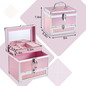 Portable <b>Makeup</b> Box with Mirror Lockable Cosmetic Organizer <b>Case</b> with Drawers Large Capacity Organizer for Jewelry Cpsmetic - Product Image 5