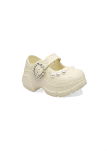Zoccoli con perle stile Mary Jane, scarpe estive per donne e ragazze, taglia 23, tomaia in plastica morbida e leggera, intersuola in EVA - Product Image 1