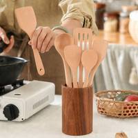 Onbeschilderde groothandel natuurlijke beukenhouten kookgereiset, houten spatel, lepel, saladevork, antiaanbak keukengerei