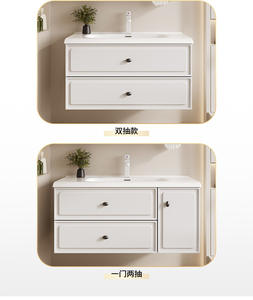 Lavabo integrado de cerámica de estilo minimalista moderno, color blanco leche, para baño - Product Image 4