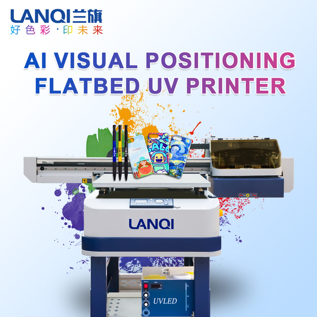 LANQI Flatbed UV Printer AI Visual Positioning Stable Performance Factory Direct Supply for Phone Case Decoration Printing