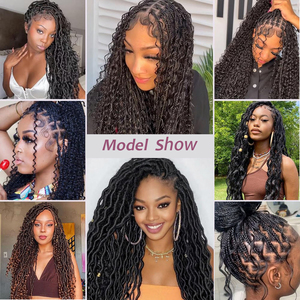 <span class=keywords><strong>Parrucca</strong></span> Full Lace Glueless Regolabile con <span class=keywords><strong>Trecce</strong></span> Crochet Trasparenti e Box Braid, con HD Lace per Stile Afro, 99 Sezioni - Product Image 6