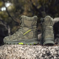 Bottes de combat et tactiques en daim pour hommes, à tige haute, pour la randonnée en désert, la course sur sentier, chaussures durables