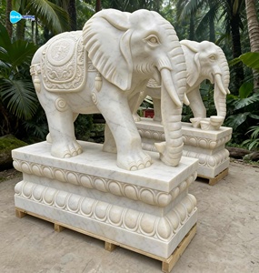 Estátua de Elefante em Mármore Branco em Tamanho Real com Design Moderno para Decoração Externa de Casa Escultura em Pedra - Product Image 6