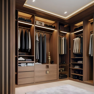 Armoire-penderie en bois à grain de bois, design moderne Xichu, prix abordable, pour chambre à coucher, avec serrure et clé - Product Image 1