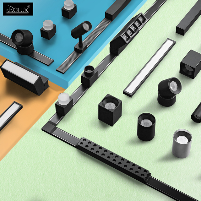 DGLUX Slim Black Magnet Track Lamp 48v Mini Ceiling Surface Mounted Led Ultra-Thin Magnetic Track Light System