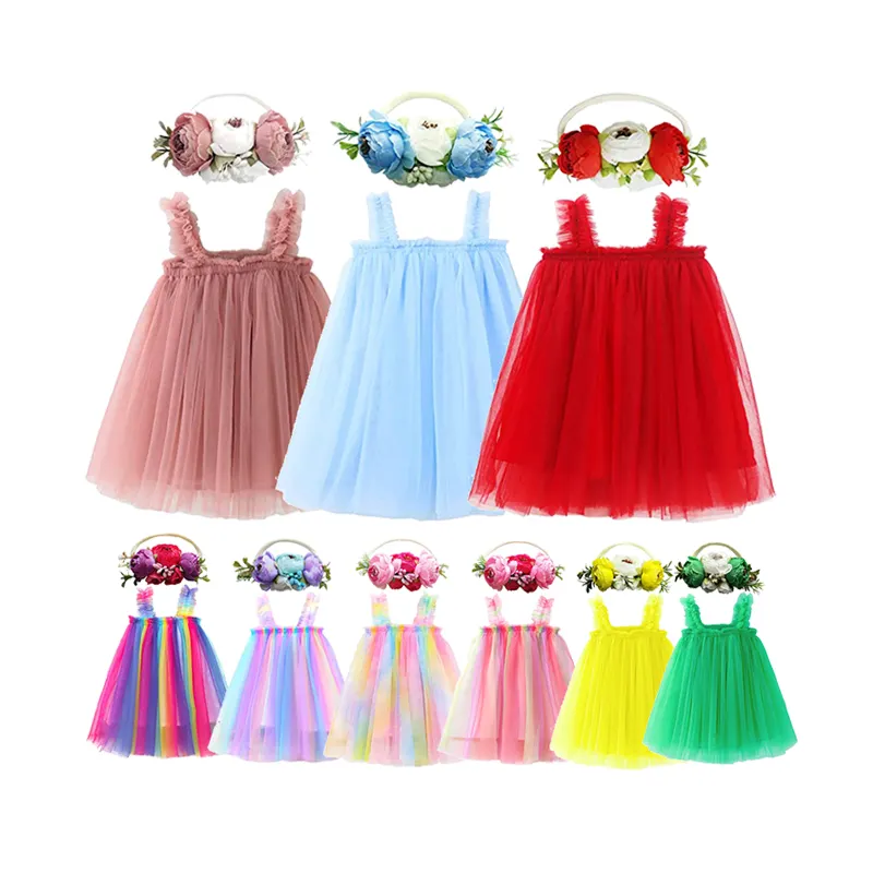 Summer Kids Normal Design Pink Flower Pattern Sleeveless Vintage Fairy Baby Girl Floral Dress