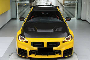 M2 G87 tudung Model V serat karbon kering baru-baut Billet vertikal hitam Fitment Universal dengan klip garansi 1 tahun - Product Image 5