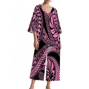 Mamelucos de una pieza de cintura alta personalizados OEM para mujer, diseño de arte de la isla del Pacífico, <span class=keywords><strong>mono</strong></span> de <span class=keywords><strong>talla</strong></span> <span class=keywords><strong>grande</strong></span> con escote en V profundo para mujer, <span class=keywords><strong>mono</strong></span> samoano - Product Image 2