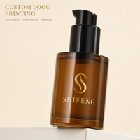 Flacon en verre ambré brun personnalisé avec logo, 30 ml, 50 ml, 100 ml, pour sérum de soin de la peau, avec bouchon pompe, pour désinfectant pour les mains et le visage