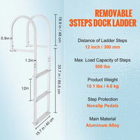 Échelle de bateau en acier inoxydable et aluminium pour yacht, échelle droite pour ponton, escalier marin 4/5 marches, pédale de 30 cm