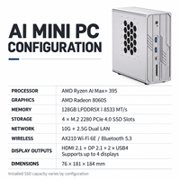 Mini PC AI AMD Ryzen AI Max+ 395 Ordinateur de bureau 128 Go LPDDR5X 8533 MT/s Radeon 8060S pour la modification d'images et la conception numérique