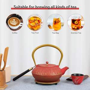 Service à théière en fonte Service à thé classique en or rouge pour femme adulte mère Fath - Product Image 3