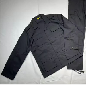 Combinaison noire DF BDU, veste de terrain multi-poches et pantalon cargo, tissu Ripstop durable, combinaison de travail en plein air pour l'entraînement et la randonnée - Product Image 2