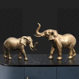 Escultura de elefante para decoración del hogar, artesanía de resina de lujo, luz nórdica