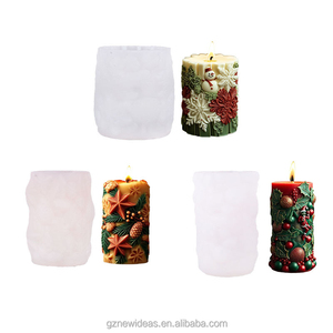 Nieuwe Ideeën Kerstkaarsvorm Voor Diy Elanden Kerstboomkaars Maken Wasvorm 3d Reliëf Cilindrische Epoxyhars Gietvormen - Product Image 5