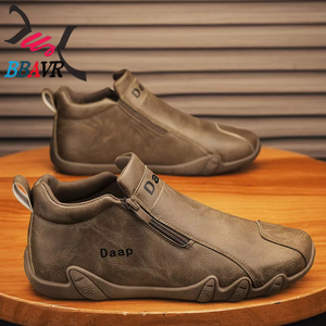 Bottes de moto et de skateboard montantes pour hommes, style britannique, durables, antidérapantes, décontractées, noires, collection 2025 - Product Image 4