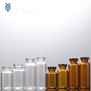 2ml 3ml 5ml 6ml 7ml 8ml 10ml 15ml 20ml amber clear tubular glass bottle serum vial pharmaceutical Injection glass vial