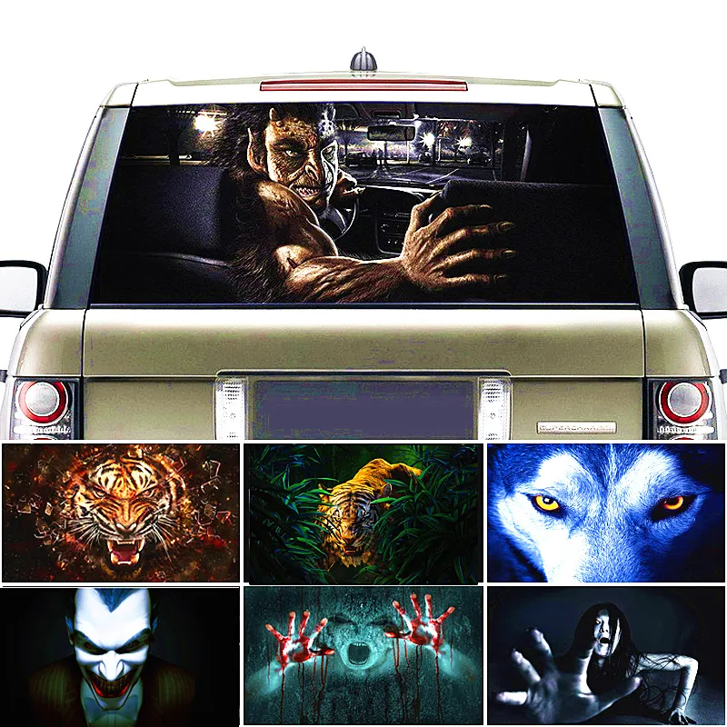 130*70cm Waterproof One Way Personalized Auto Truck Scary Decals Waterproof Eyes Peeking Monster Leopard Vinyl 3d Car Sticker