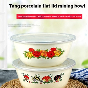 Bol <span class=keywords><strong>en</strong></span> émail classique à l'ancienne grand couvercle de bassin nostalgique pour la cuisine lavabo ménager <span class=keywords><strong>en</strong></span> métal épaissi pour la soupe aux légumes - Product Image 4
