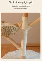 Arbre à chat personnalisable en bois naturel massif et rotin tressé, avec lit pour chat, pour le commerce transfrontalier