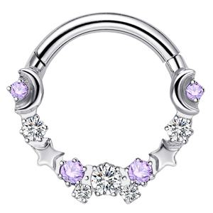 Piercing Stories ASTM F136 Titanium Purple CZ Nose Ring <b>Cartilage</b> Hoop Body Piercing Jewelry - Product Image 5