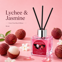 Lot de diffuseurs à bâtonnets 50 ml sans flamme pour la maison, parfum d'intérieur, aromathérapie, avec bâtonnets, parfum personnalisé OEM