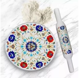 Juego Premium de mármol Chakla Belan con rodillo Cocina elegante Esencial para tablas de pastelería perfectamente enrolladas - Product Image 3
