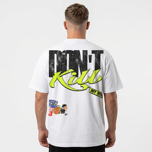 Camiseta Blanca Extra Grande para Hombre con Estampado 'Don't Kill My Vibe', Estilo Urbano, Cuello Redondo, Manga Corta, Tela Jersey - Product Image 6