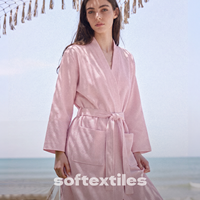 Peignoir en tissu gaufré de haute qualité Softextiles, 100% coton, peignoir de spa pour hôtel, séchage rapide, léger, peignoir de plage d'été